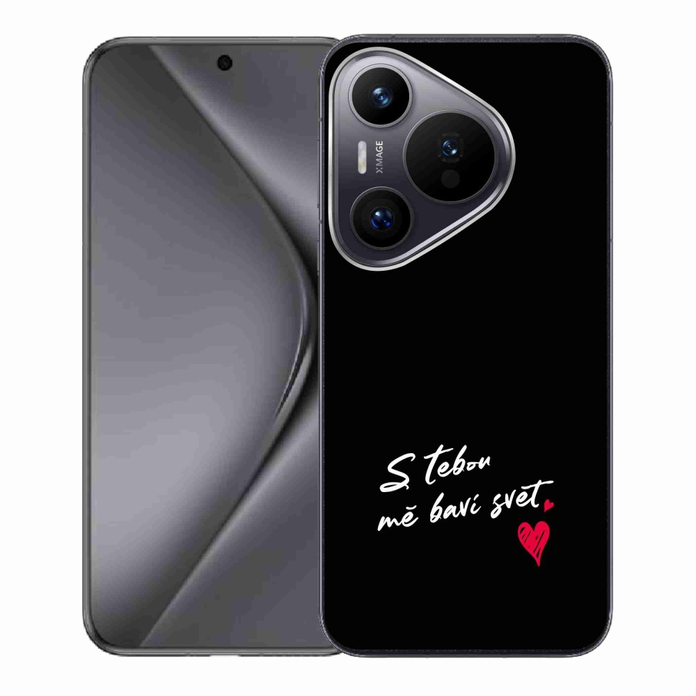 Gelový kryt mmCase na Huawei Pura 70 - zamilovaný text 1 černé pozadí