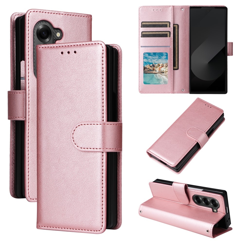 Wallet knížkové pouzdro na Samsung Galaxy Z Fold6 5G - růžovozlaté