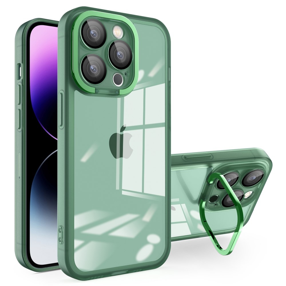 Gelový obal s výklopným stojánkem na iPhone 15 Pro - zelený
