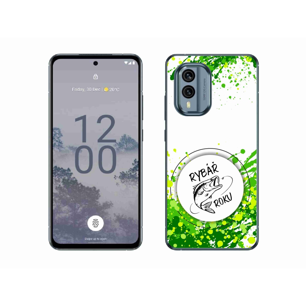 Gelový kryt mmCase na Nokia X30 5G - rybář roku bílé pozadí