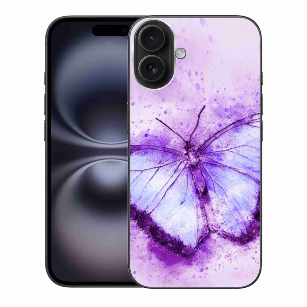 Gelový kryt mmCase na iPhone 16 Plus - fialový motýl