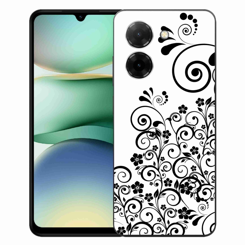 Gelový kryt mmCase na Xiaomi Redmi A5 (171.7x77.8x8.3mm) - černobílé květinové vzory