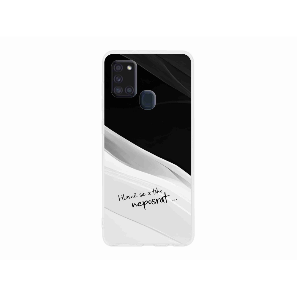Gelový kryt mmCase na Samsung Galaxy A21s - vtipný text 13 bíločerné pozadí