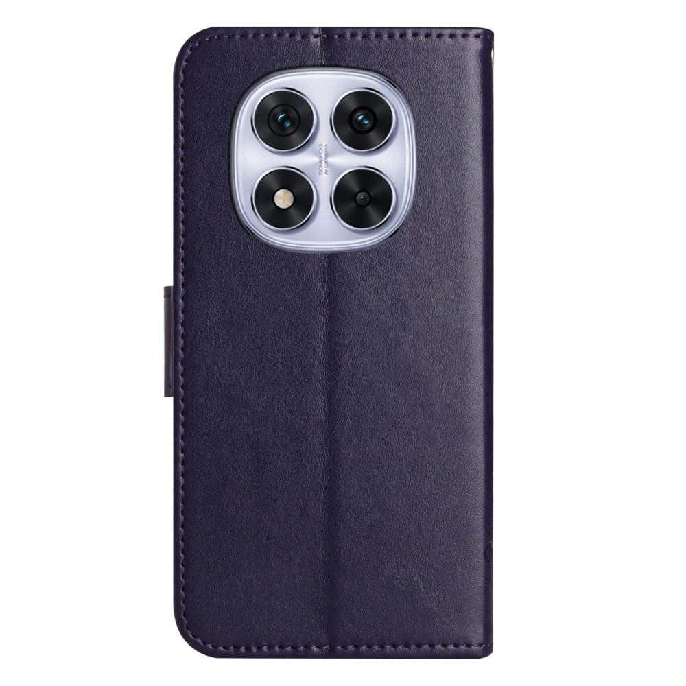 Flower knížkové pouzdro na Xiaomi Redmi Note 14 Pro 5G/Poco X7 5G/Note 14 Pro+ 5G - tmavěfialové