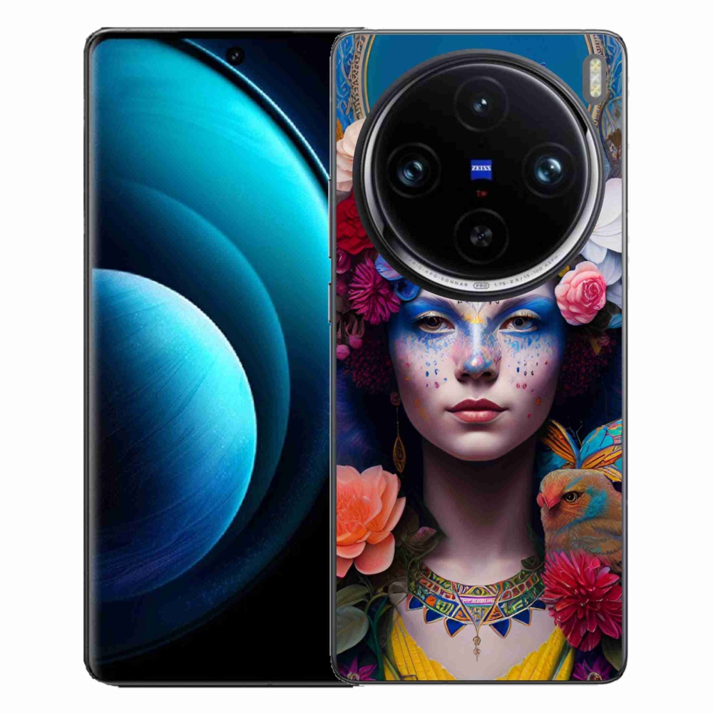 Gelový kryt mmCase na Vivo X100 Pro 5G - žena s květinami