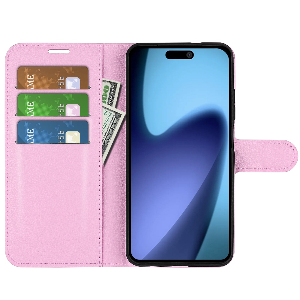 Litchi knížkové pouzdro na iPhone 17 Air - růžové