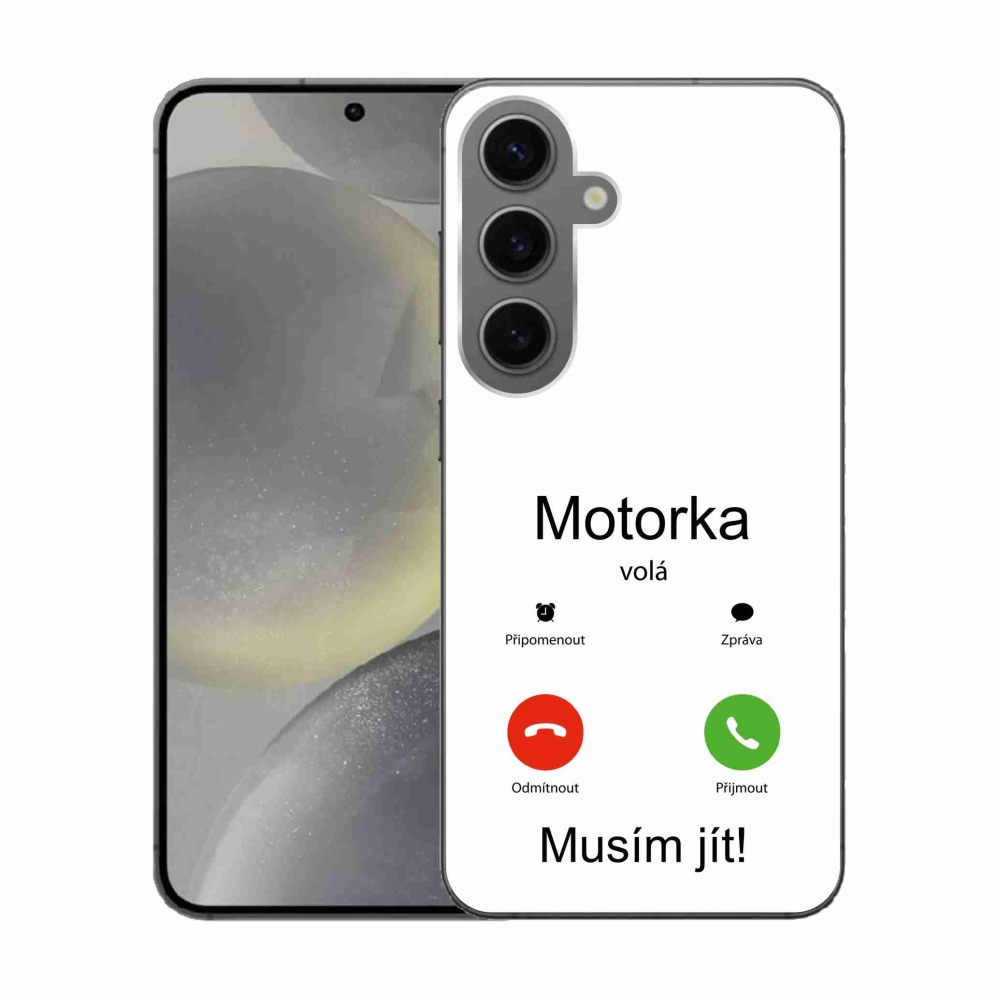 Gelový kryt mmCase na Samsung Galaxy S24 - motorka volá bílé pozadí