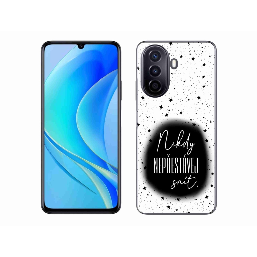 Gelový kryt mmCase na Huawei Nova Y70 - citát 1 černobílé pozadí