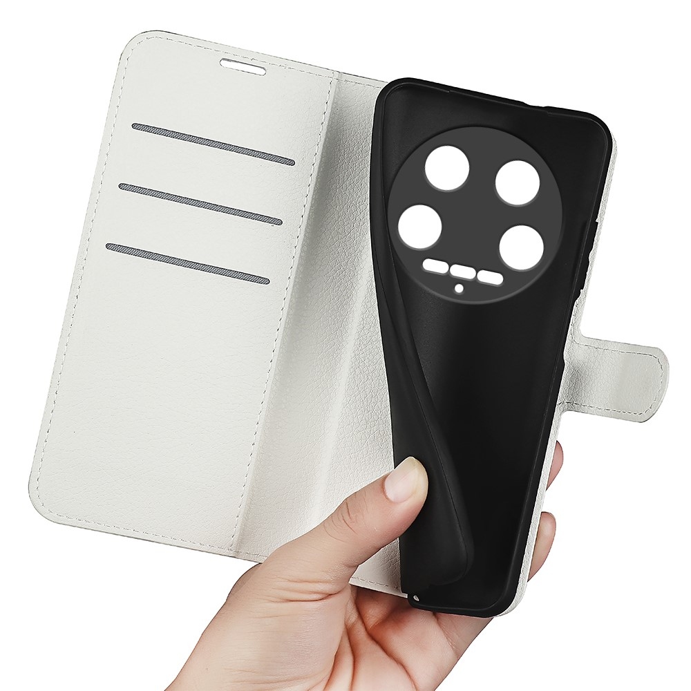 Litchi knížkové pouzdro na Xiaomi 14 Ultra - bílé
