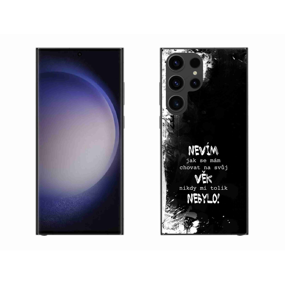Gelový kryt mmCase na Samsung Galaxy S23 Ultra 5G - vtipný text 14 černé pozadí