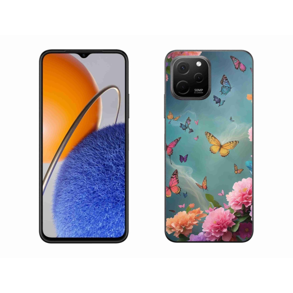 Gelový kryt mmCase na Huawei Nova Y61 - barevné květy a motýli