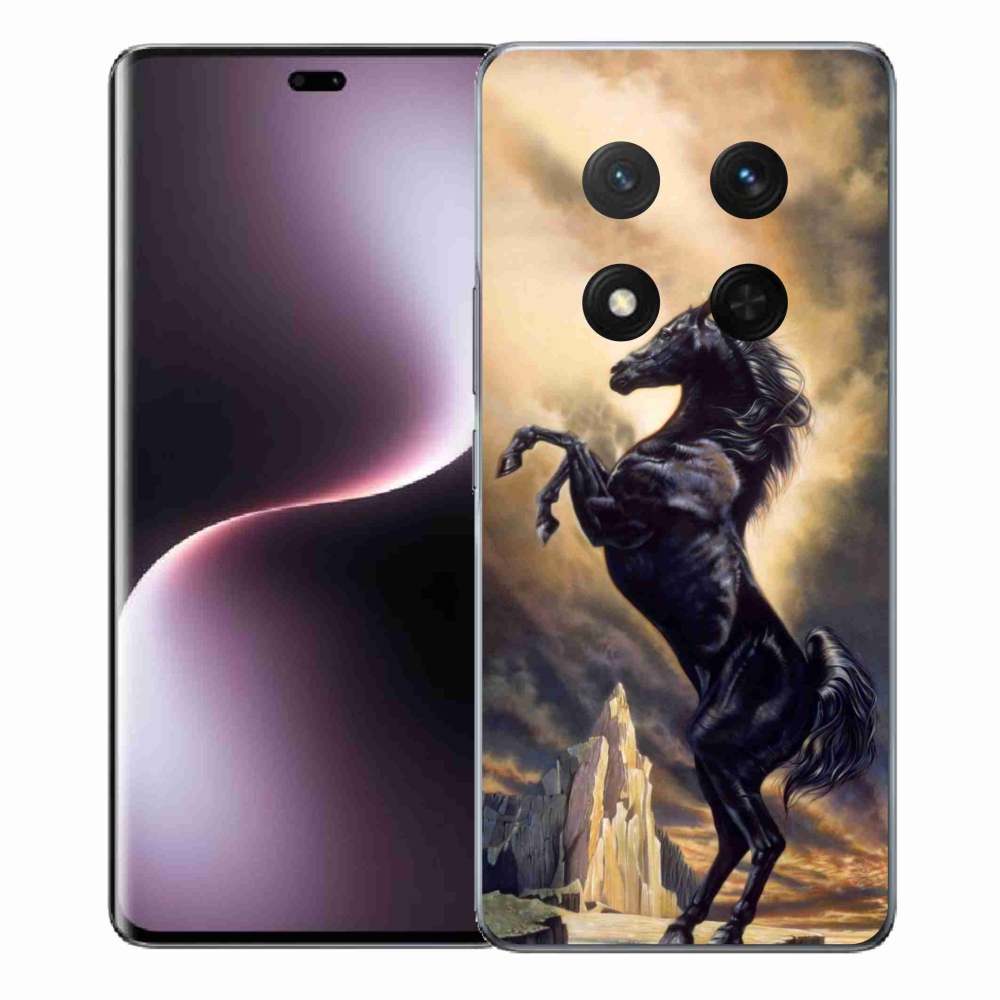 Gelový kryt mmCase na Honor Magic 7 Lite 5G - černý kreslený kůň