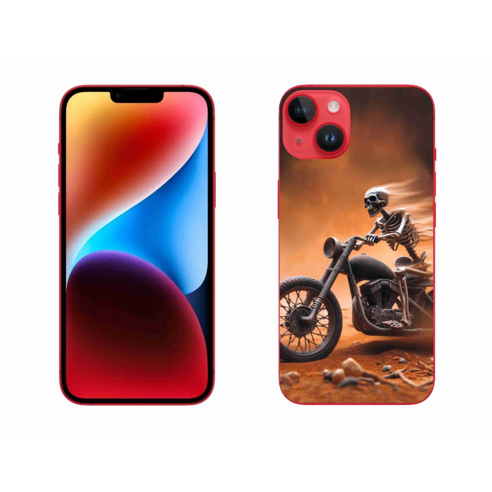 Gelový kryt mmCase na iPhone 14 Plus - kostra na motorce