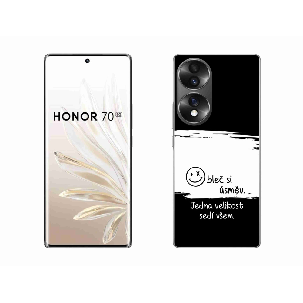 Gelový kryt mmCase na Honor 70 - vtipný text 8 bíločerné pozadí
