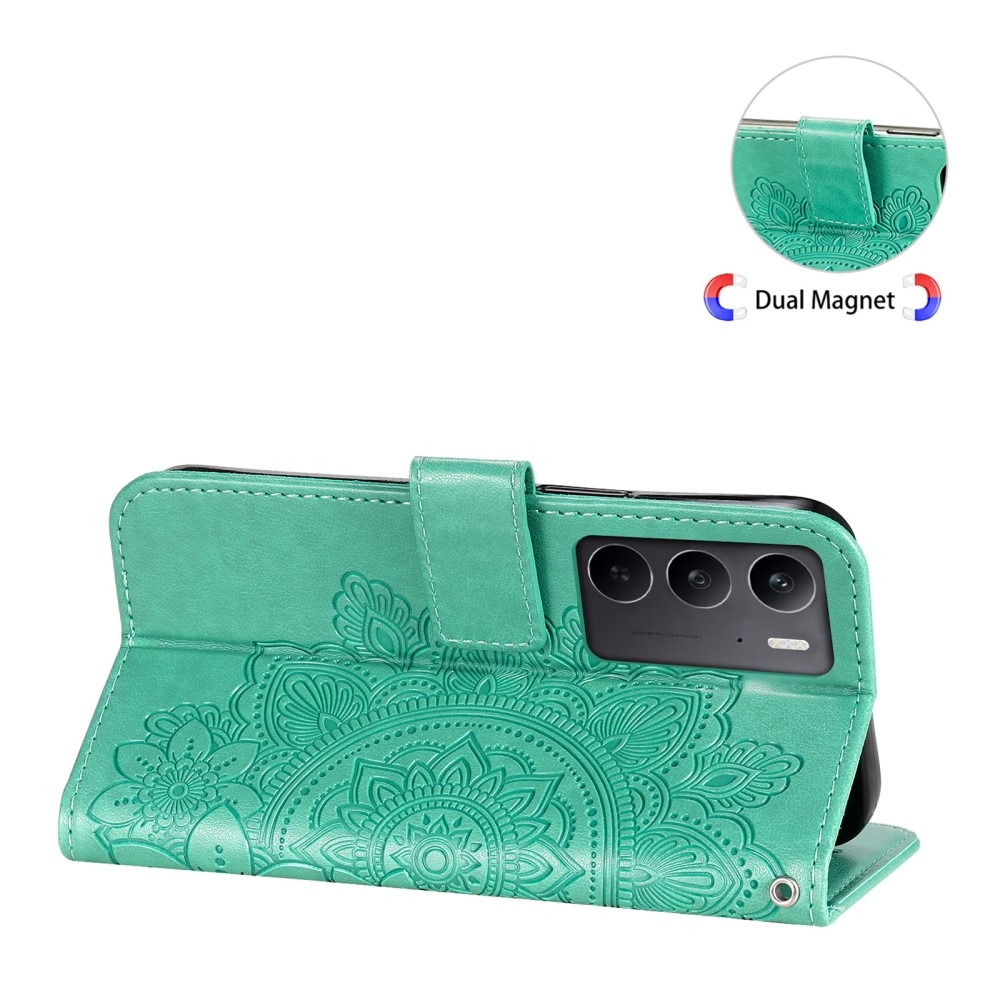 Mandala knížkové pouzdro na Realme C75 - modrozelené