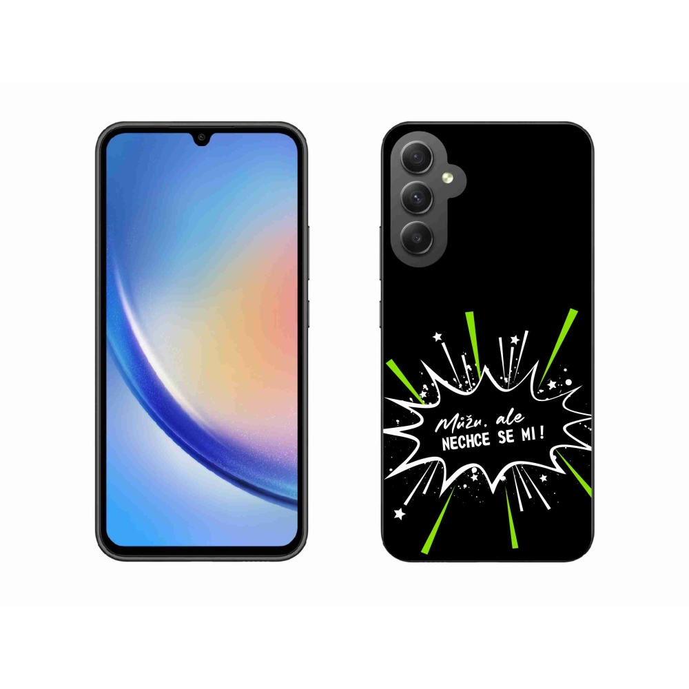 Gelový kryt mmCase na Samsung Galaxy A34 5G - vtipný text 11 černé pozadí