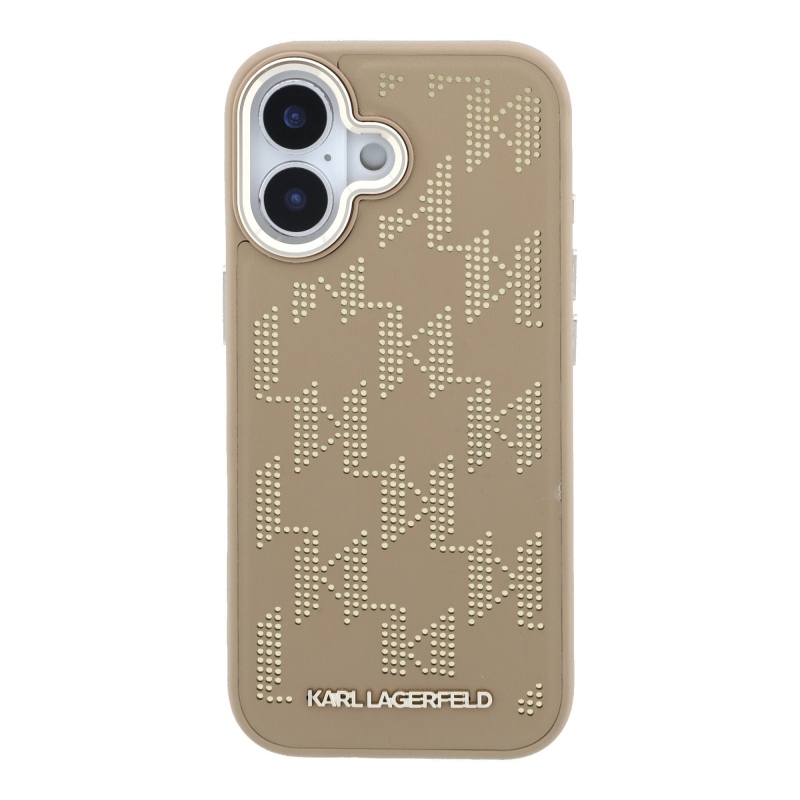 Karl Lagerfeld PU Perforated Monogram MagSafe Zadní Kryt pro iPhone 17 Beige