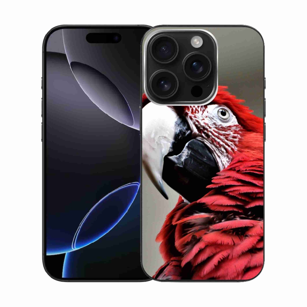 Gelový obal mmCase na iPhone 16 Pro - papoušek ara červený