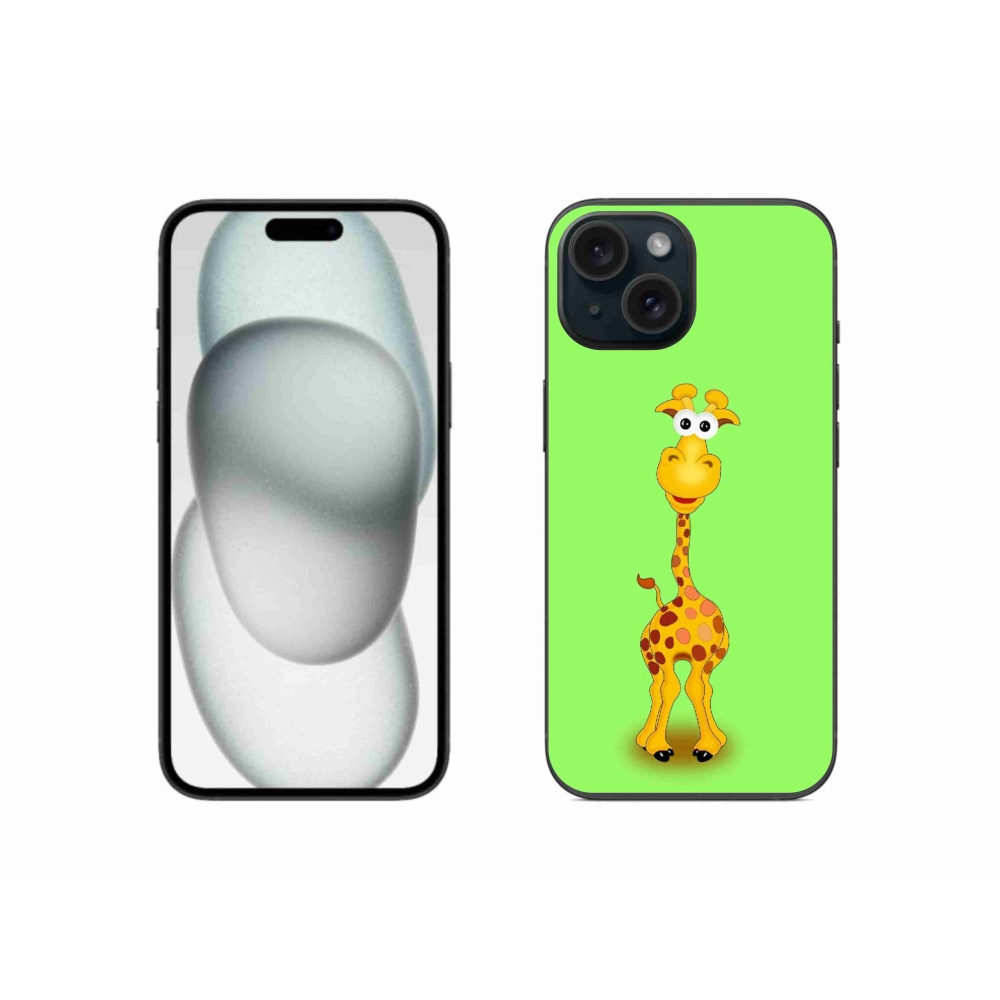 Gelový kryt mmCase na iPhone 15 - kreslená žirafa