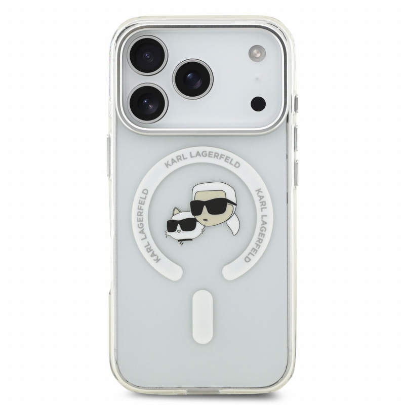 Karl Lagerfeld IML K&CH Heads Metal Frame MagSafe Zadní Kryt pro iPhone 18 Pro White