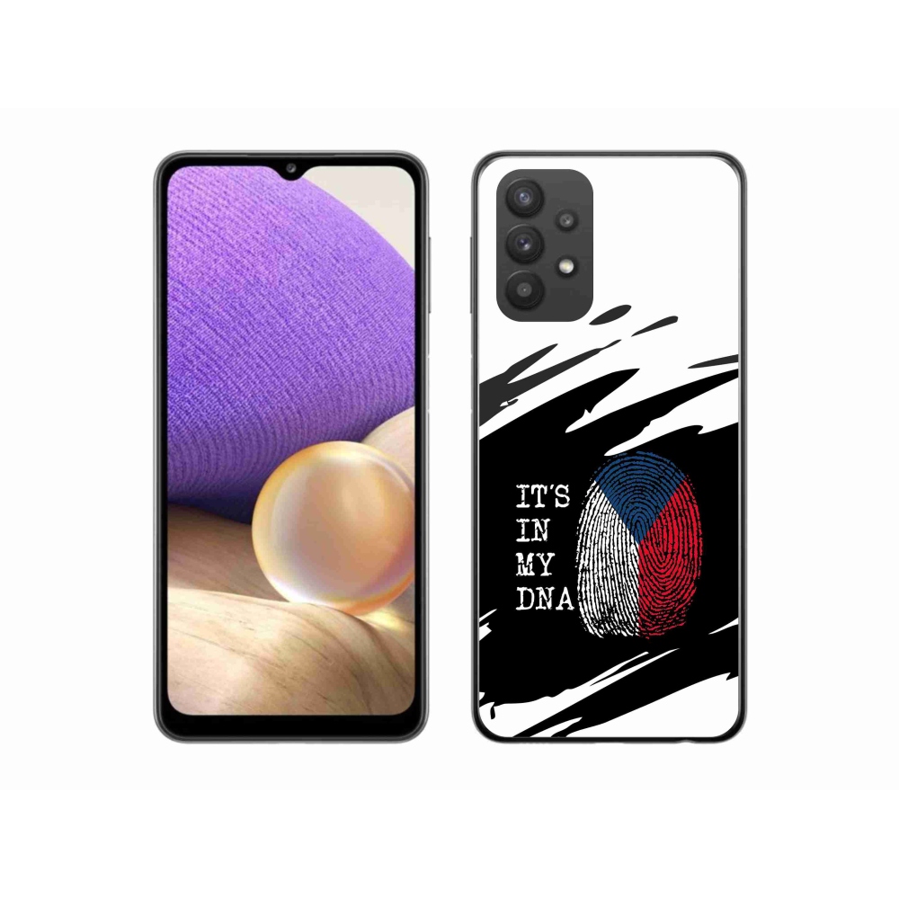 Gelový kryt mmCase na Samsung Galaxy A32 5G - vlajka otisk prstu černobílé pozadí