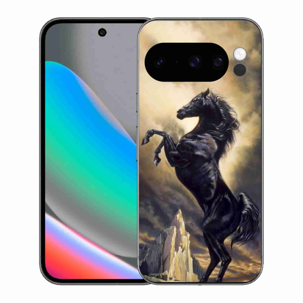 Gelový kryt mmCase na Google Pixel 10 Pro - černý kreslený kůň