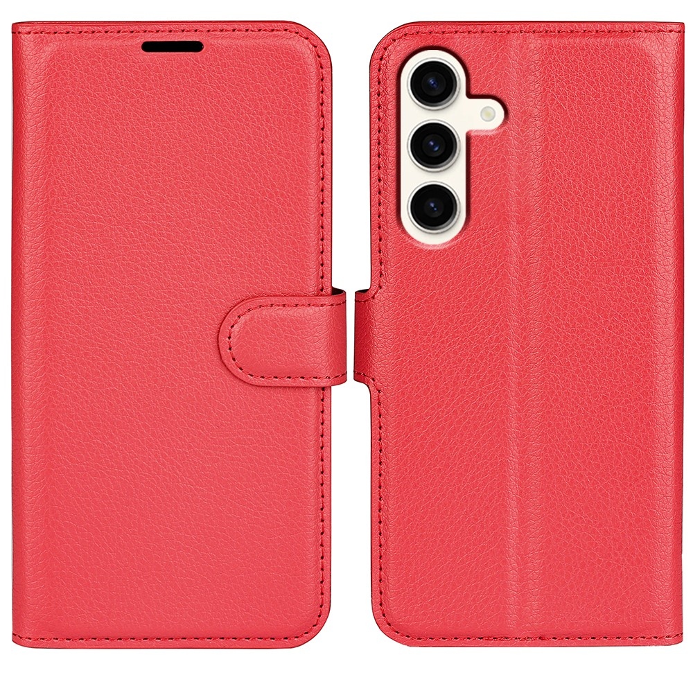 Litchi knížkové pouzdro na Samsung Galaxy S24+ - červené