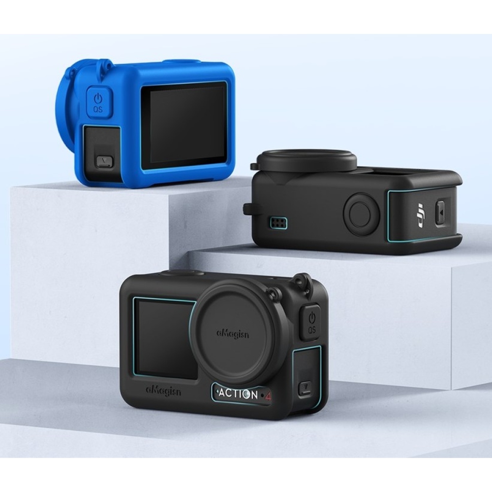 AMAGISN silikonový ochranný obal pro DJI Osmo Action 4 a Action 3 - modrý