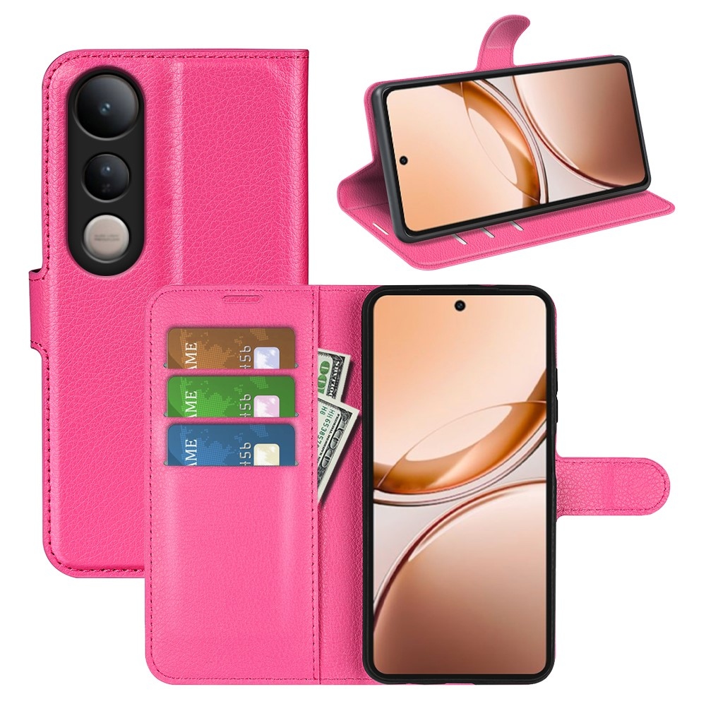 Litchi knížkové pouzdro na Vivo V50 Lite 4G/5G - rose