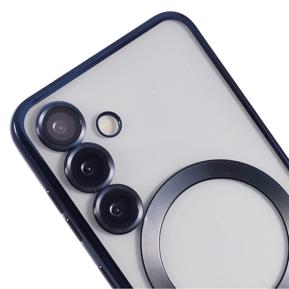 Clear obal s ochranou fotoaparátu a podporou MagSafe na Samsung Galaxy S25 - tmavěmodrý