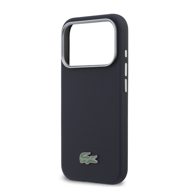 Lacoste PVC Petit Pique Semi Wrap MagSafe Kryt pro iPhone 17 Pro Max Navy