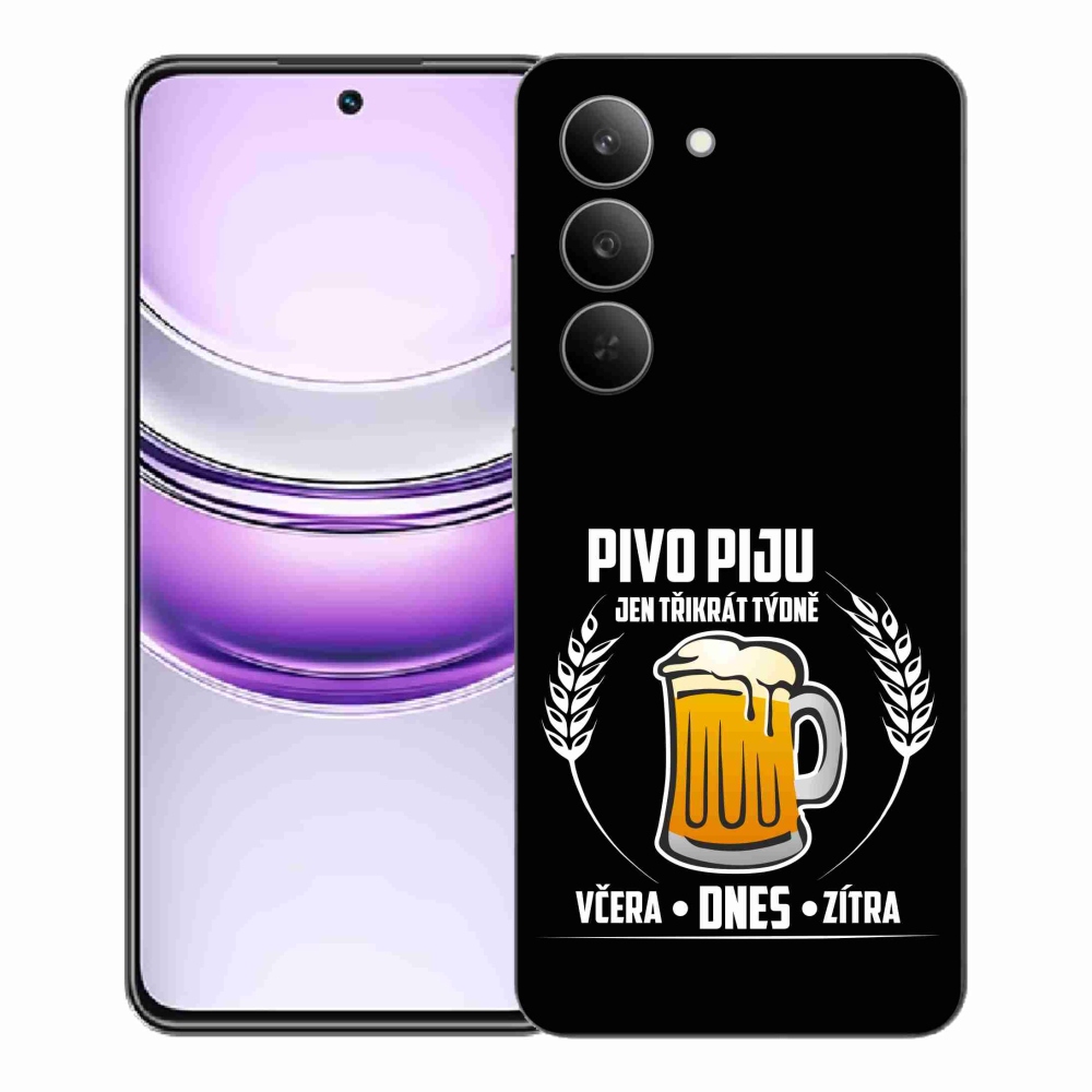 Gelový kryt mmCase na Realme 14x 5G - pivní motiv černé pozadí