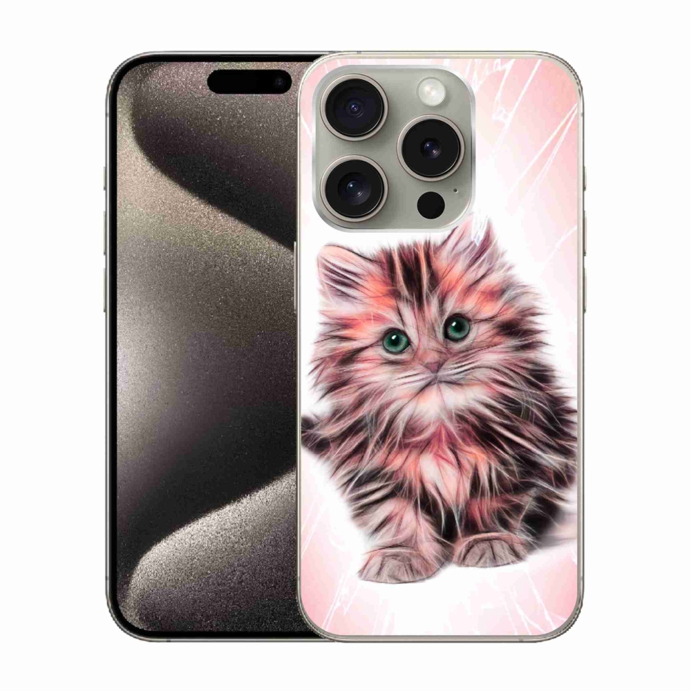 Gelový kryt mmCase na iPhone 15 Pro - roztomilé kotě