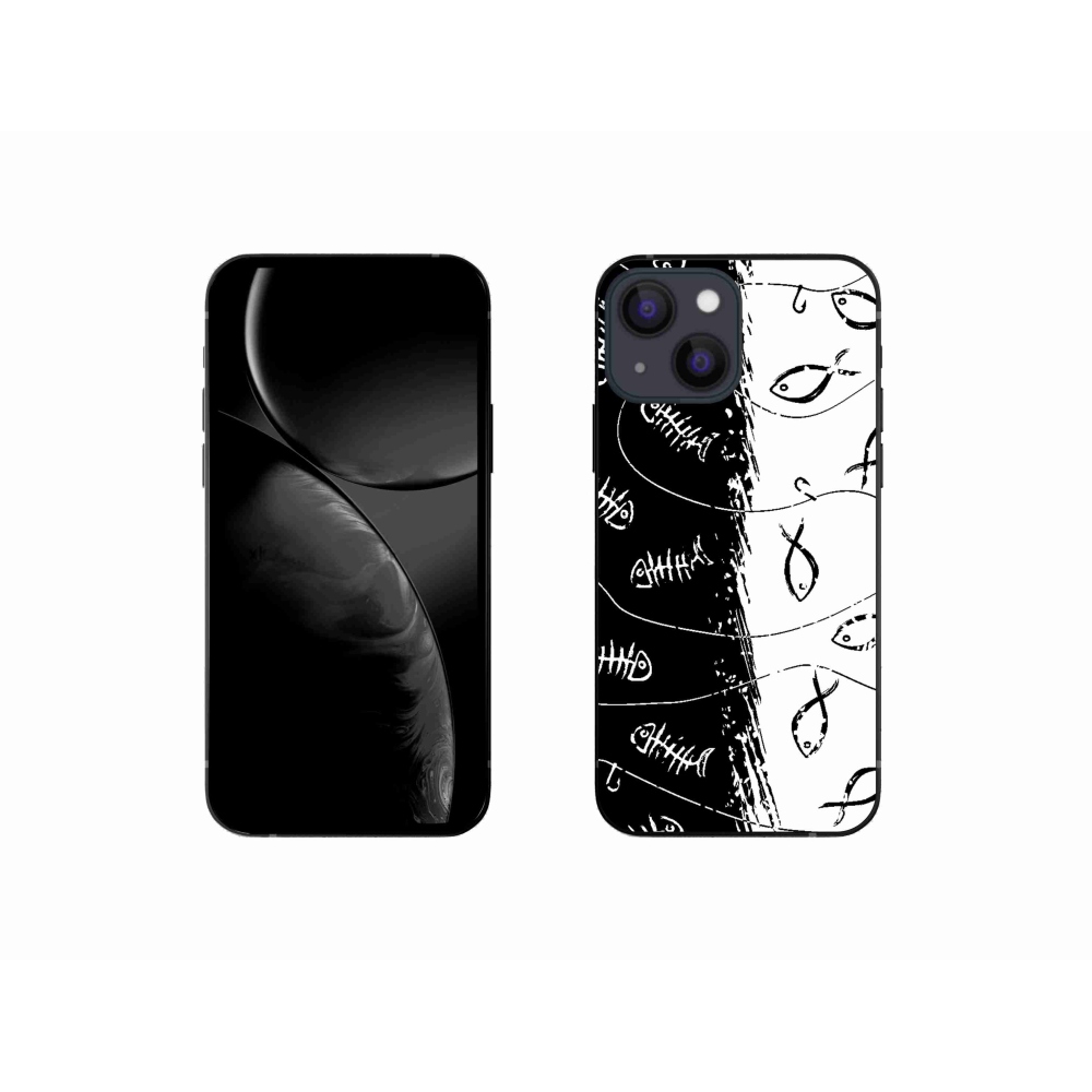 Gelový kryt mmCase na iPhone 13 mini 5.4 - kostry a rybky