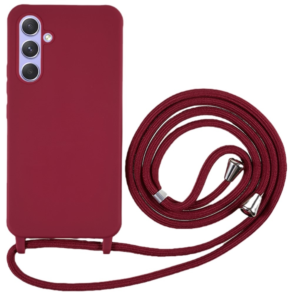 Lany gelový obal se šňůrkou na Samsung Galaxy S25+ - vínový