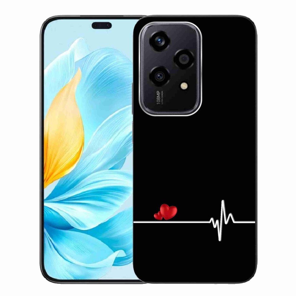 Gelový kryt mmCase na Honor 200 Lite 5G - srdce a tep černé pozadí