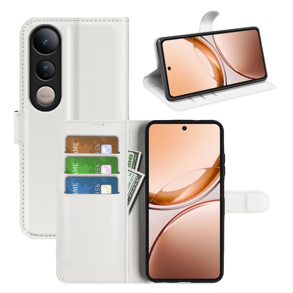 Litchi knížkové pouzdro na Vivo V50 Lite 4G/5G - bílé