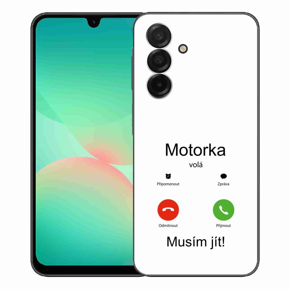 Gelový kryt mmCase na Samsung Galaxy A26 5G - motorka volá bílé pozadí