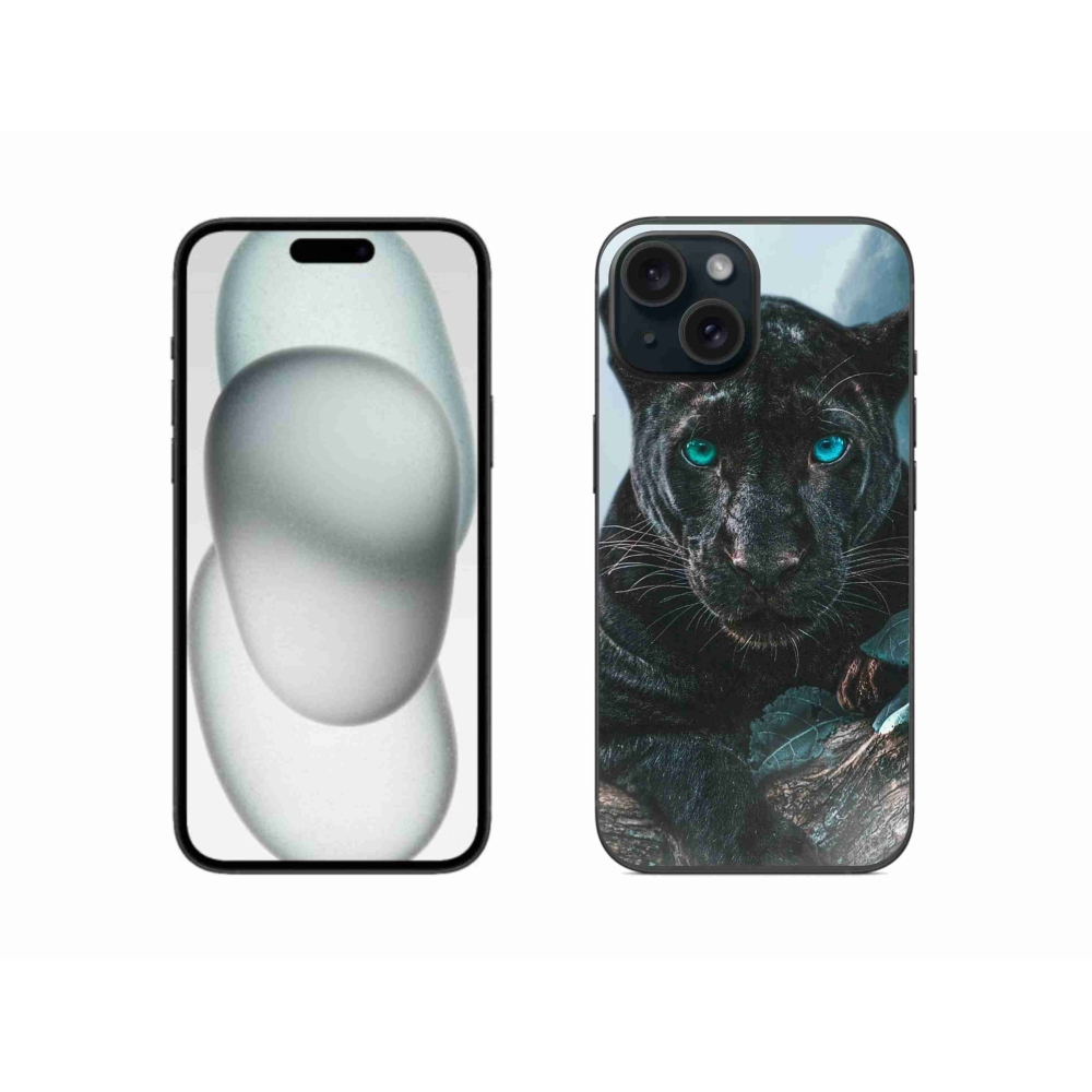 Gelový kryt mmCase na iPhone 15 - černý panter