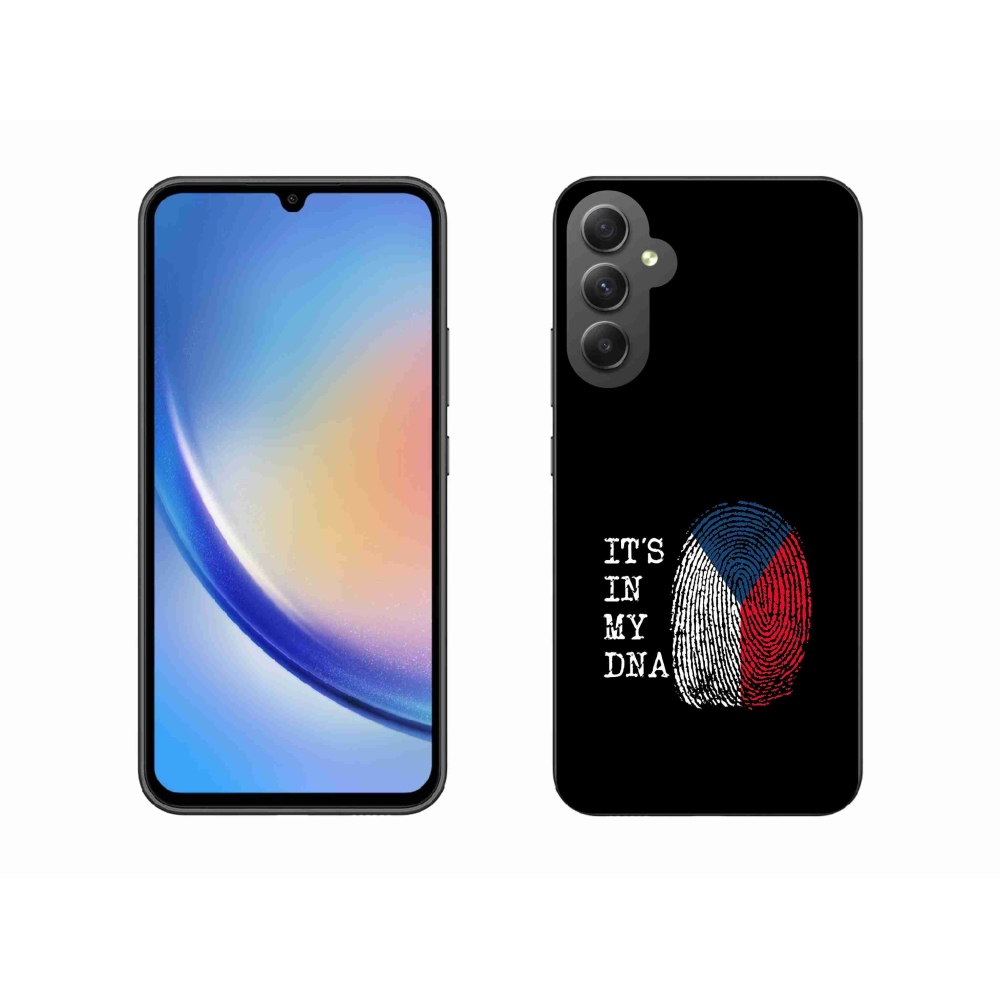 Gelový kryt mmCase na Samsung Galaxy A34 5G - vlajka otisk prstu černé pozadí