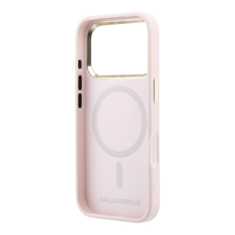 Karl Lagerfeld PU Perforated Gold Dots MagSafe Zadní Kryt pro iPhone 17 Pro Pink