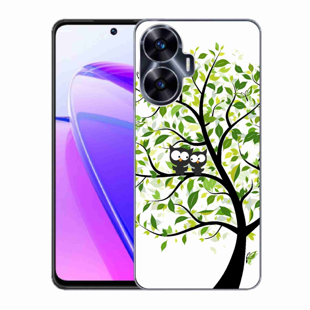 Gelový kryt mmCase na Realme C55 - sovičky na stromě