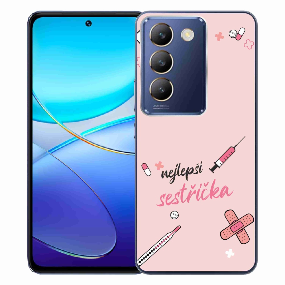 Gelový kryt mmCase na Vivo V40 SE 4G/5G - nejlepší sestřička růžové pozadí