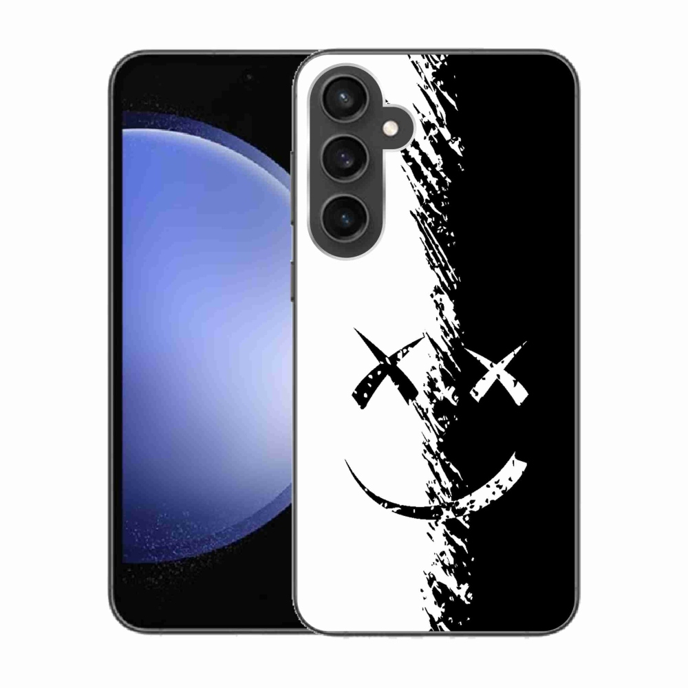 Gelový kryt mmCase na Samsung Galaxy S23 FE - černobílý smajlík