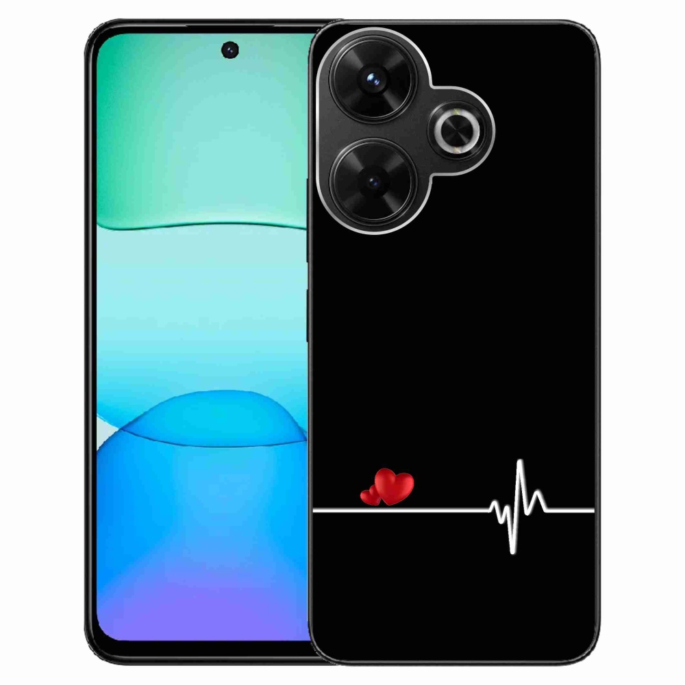 Gelový kryt mmCase na Xiaomi Redmi 13 4G/Poco M6 4G  - srdce a tep černé pozadí