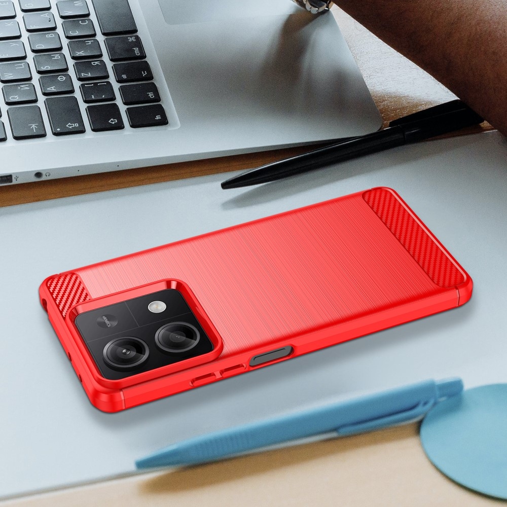 Carbon odolný gelový obal na Xiaomi Redmi Note 13 5G - červený