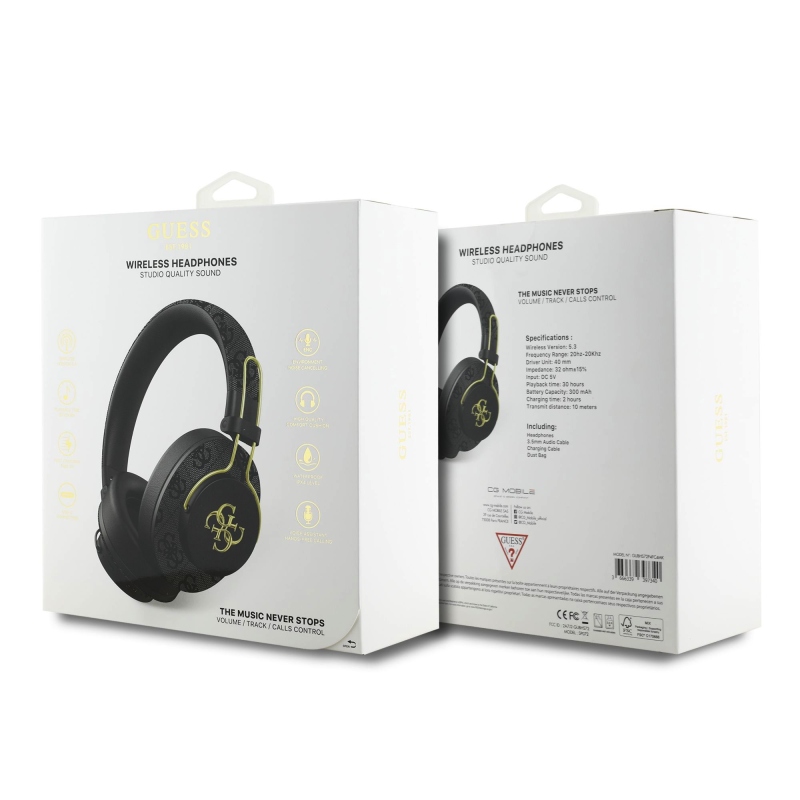 Guess PU 4G Metal Logo ENC Bezdrátová Sluchátka Black