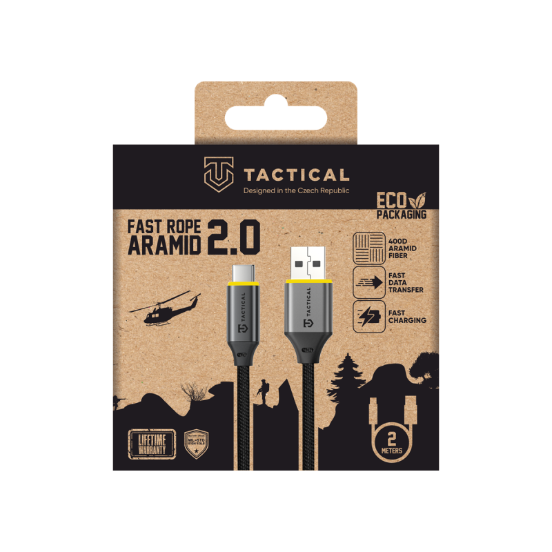Tactical Fast Rope Aramid 2.0 Cable USB-A/USB-C 2m