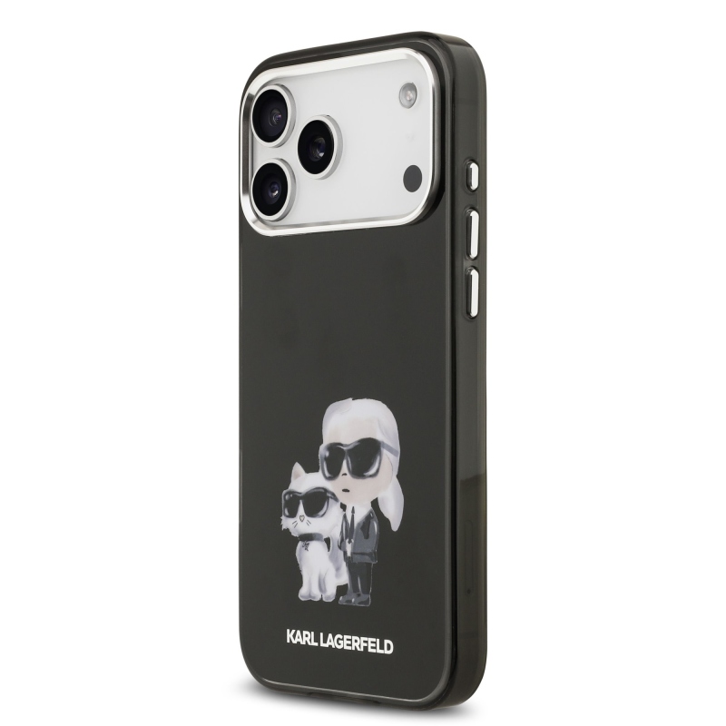 Karl Lagerfeld IML Aquarelle Karl and Choupette Zadní Kryt pro iPhone 17 Pro Max Black