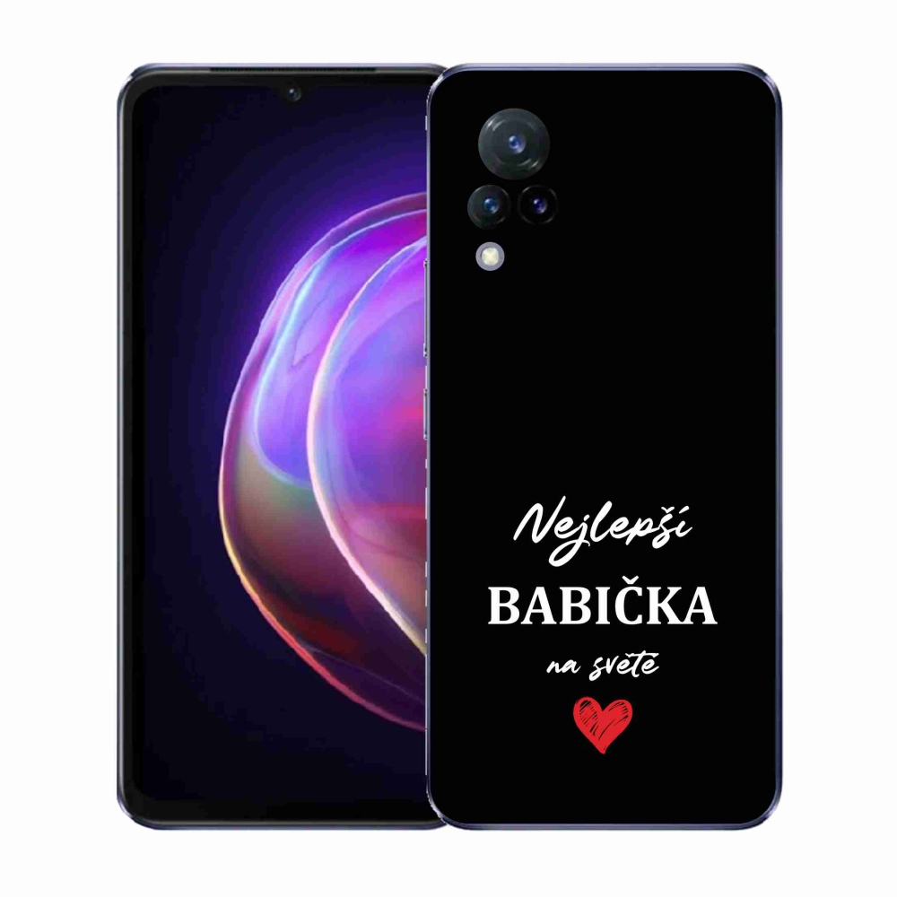 Gelový kryt mmCase na Vivo V21 4G/5G - nejlepší babička 1 černé pozadí